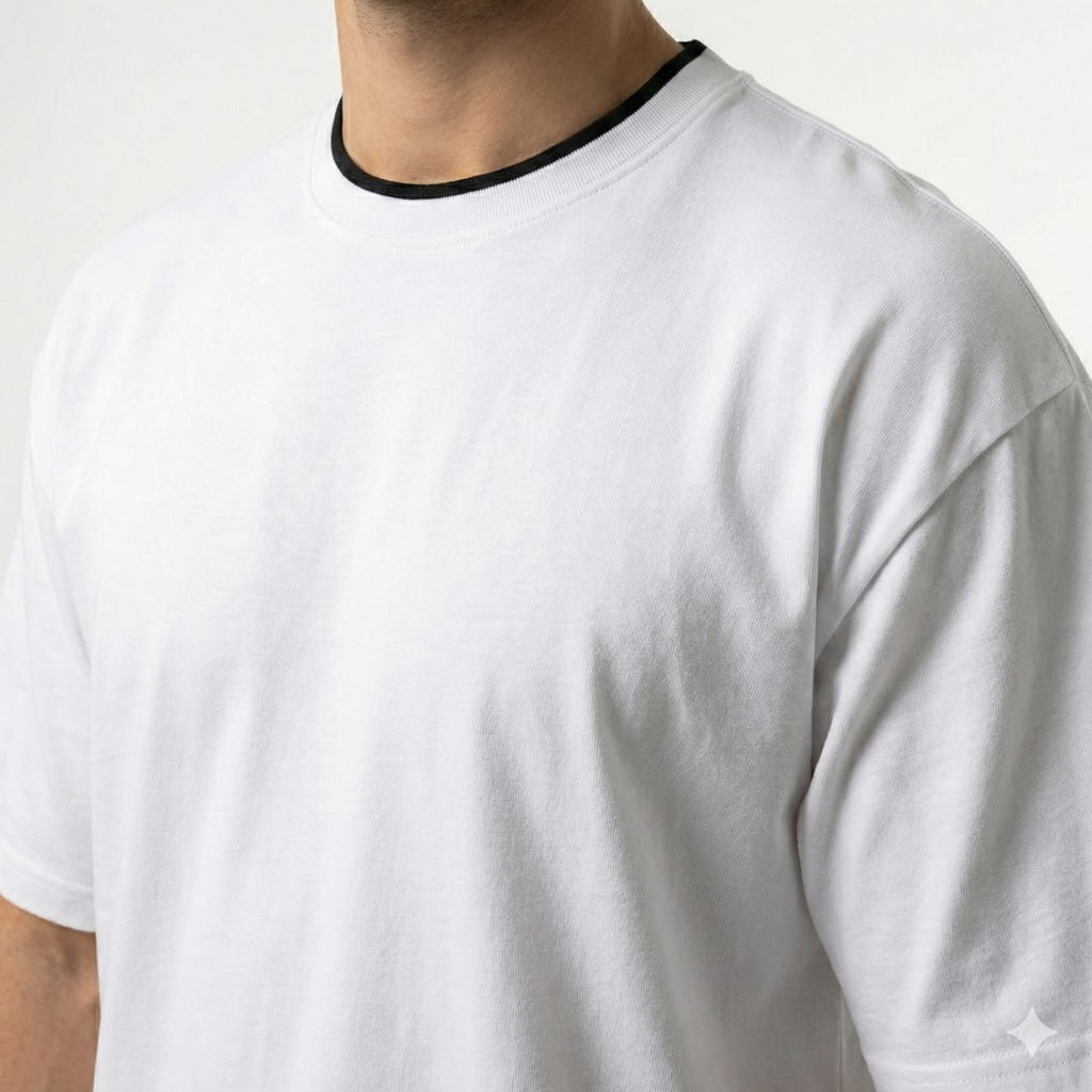 Bulk Baggy Fit Drop shoulder T-Shirts | White | Round Neck, Pure Cotton, Bio Wash |