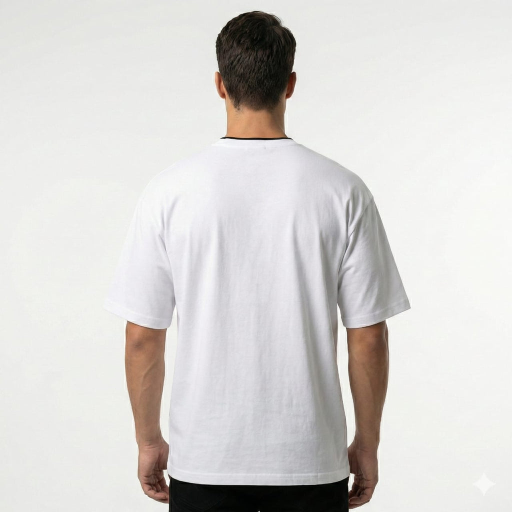 Bulk Baggy Fit Drop shoulder T-Shirts | White | Round Neck, Pure Cotton, Bio Wash |