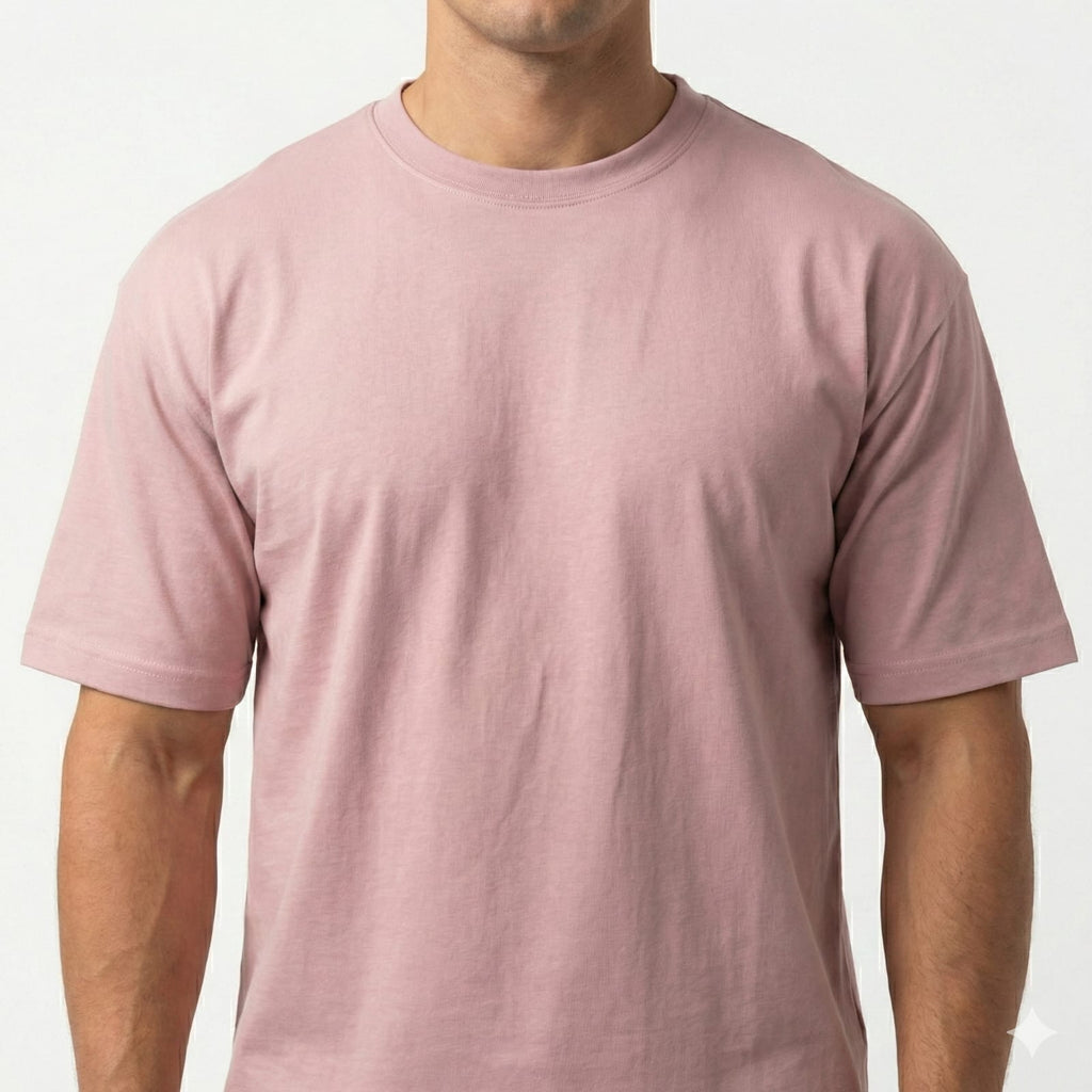 Bulk Baggy Fit Drop shoulder T-Shirts | Pink | Round Neck, Pure Cotton, Bio Wash |