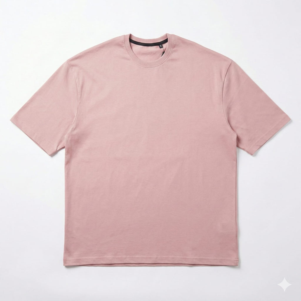 Bulk Baggy Fit Drop shoulder T-Shirts | Pink | Round Neck, Pure Cotton, Bio Wash |