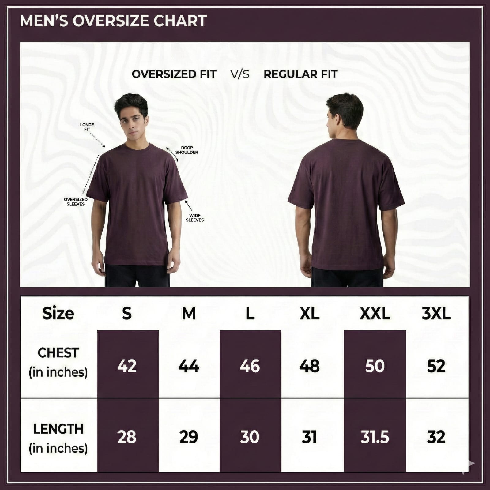 Bulk Baggy Fit Drop shoulder T-Shirts | Maroon | Round Neck, Pure Cotton, Bio Wash |