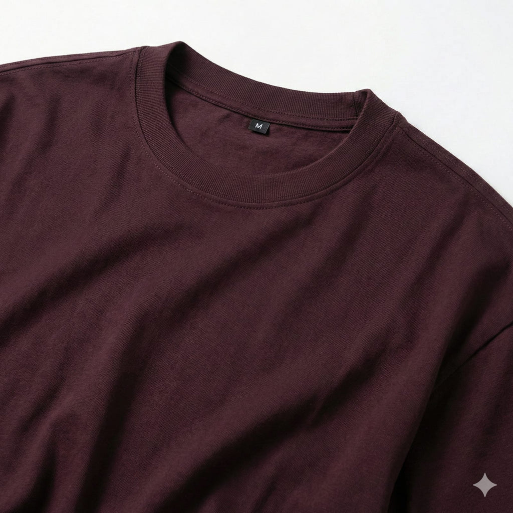 Bulk Baggy Fit Drop shoulder T-Shirts | Maroon | Round Neck, Pure Cotton, Bio Wash |