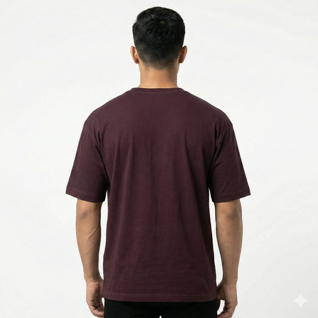 Bulk Baggy Fit Drop shoulder T-Shirts | Maroon | Round Neck, Pure Cotton, Bio Wash |
