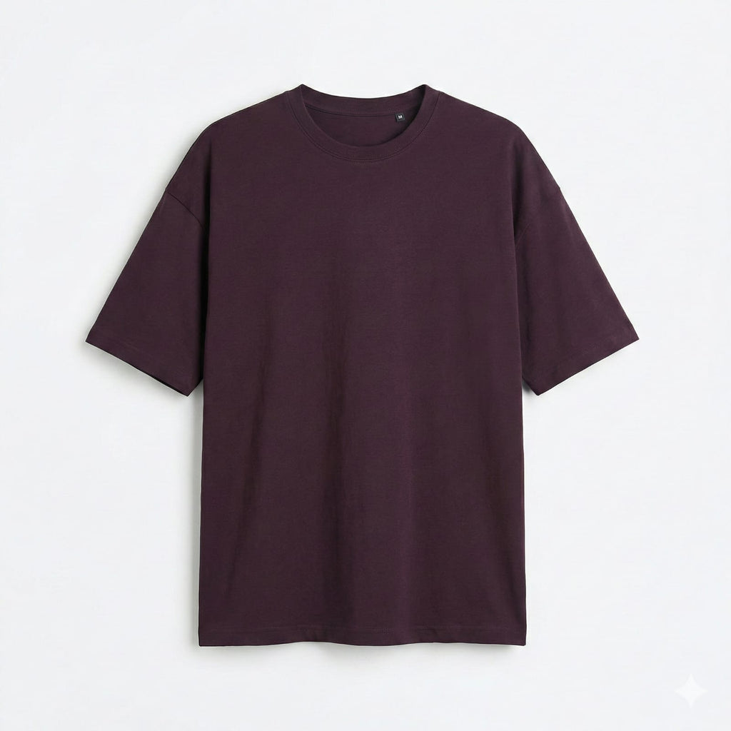 Bulk Baggy Fit Drop shoulder T-Shirts | Maroon | Round Neck, Pure Cotton, Bio Wash |