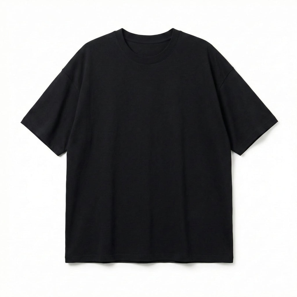 Bulk Baggy Fit Drop shoulder T-Shirts | Black | Round Neck, Pure Cotton, Bio Wash |