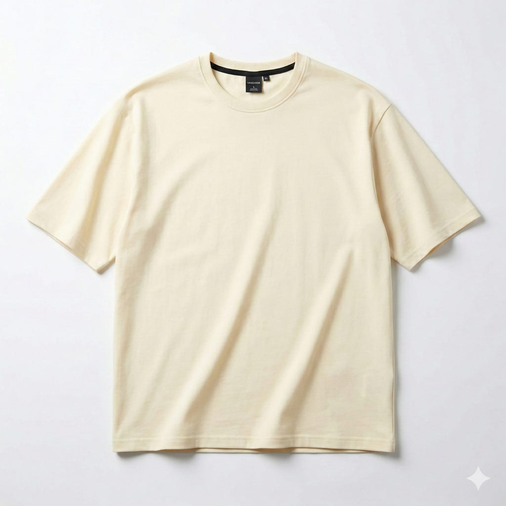 Bulk Baggy Fit Drop shoulder T-Shirts | Off-White | Round Neck, Pure Cotton, Bio Wash |