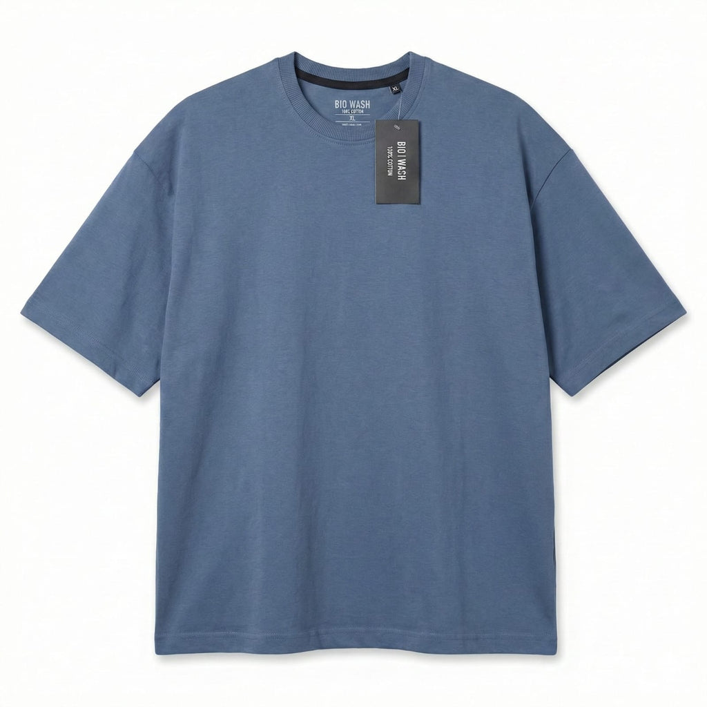 Bulk Baggy Fit Drop shoulder T-Shirts | Navy | Round Neck, Pure Cotton, Bio Wash |