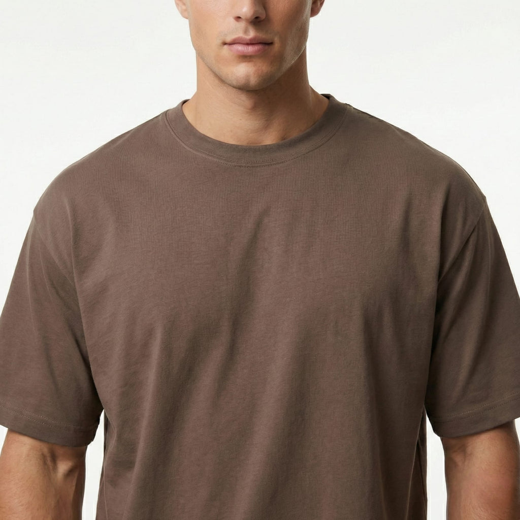 Bulk Baggy Fit Drop shoulder T-Shirts | Brown | Round Neck, Pure Cotton, Bio Wash |