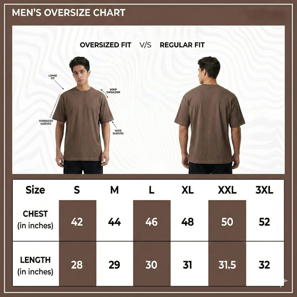 Bulk Baggy Fit Drop shoulder T-Shirts | Brown | Round Neck, Pure Cotton, Bio Wash |
