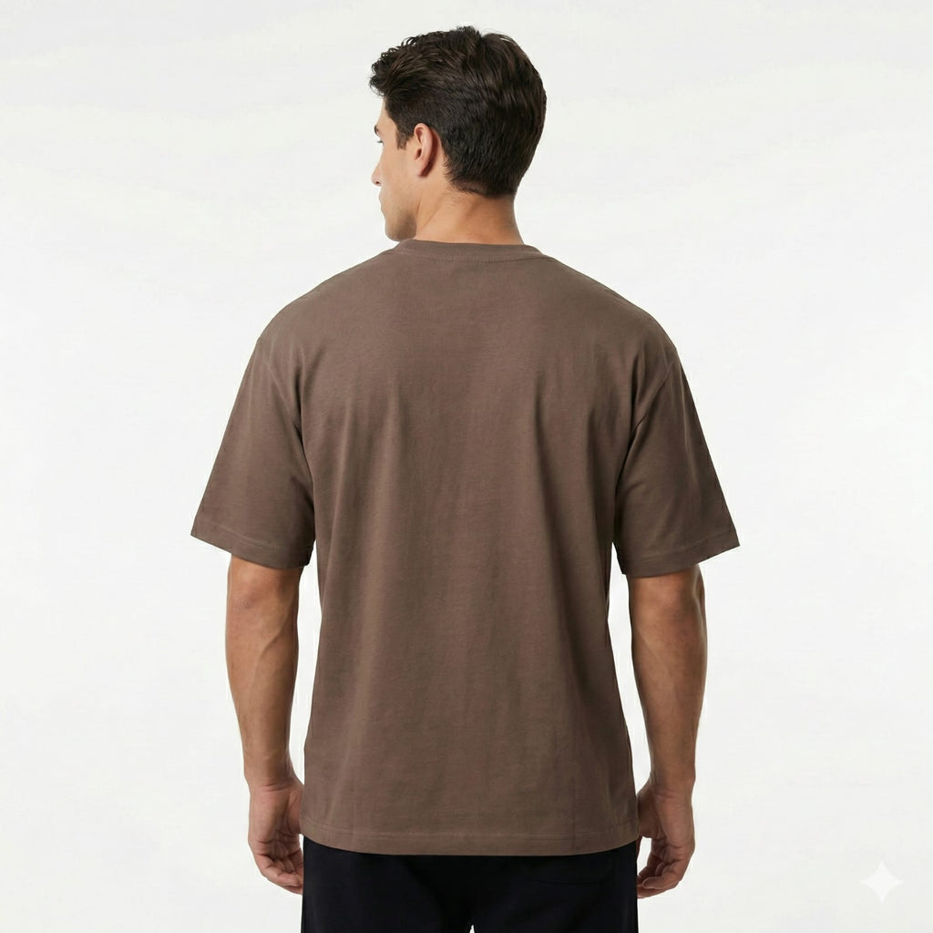 Bulk Baggy Fit Drop shoulder T-Shirts | Brown | Round Neck, Pure Cotton, Bio Wash |