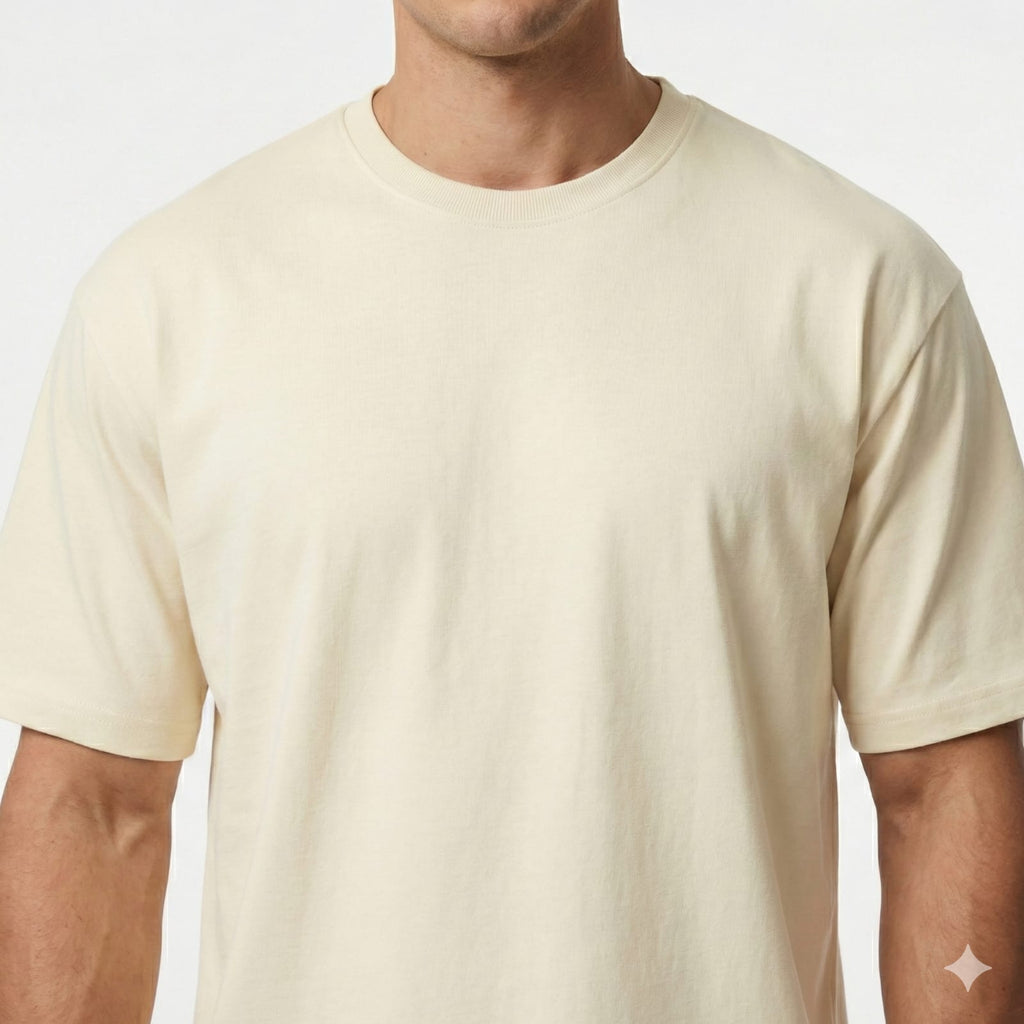 Bulk Baggy Fit Drop shoulder T-Shirts | Off-White | Round Neck, Pure Cotton, Bio Wash |