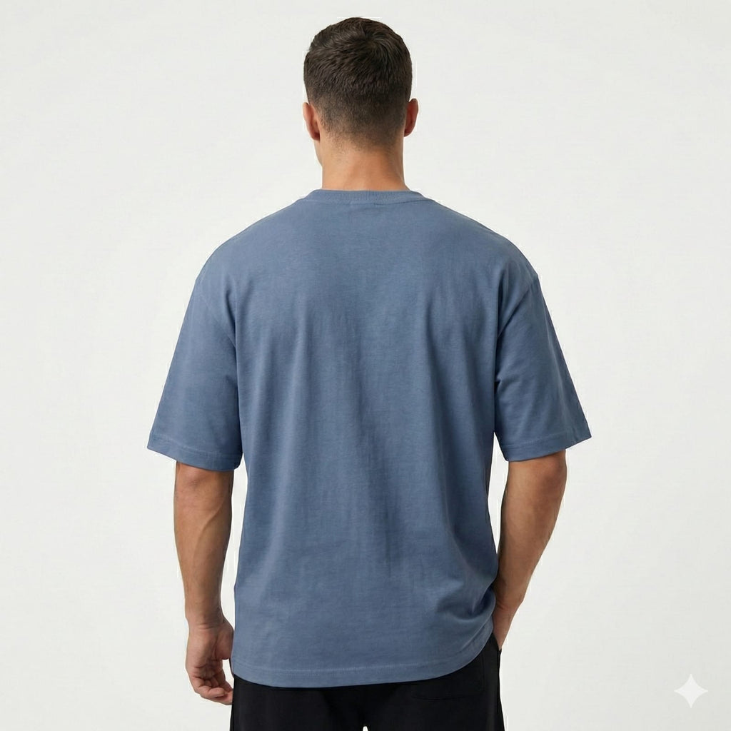 Bulk Baggy Fit Drop shoulder T-Shirts | Navy | Round Neck, Pure Cotton, Bio Wash |