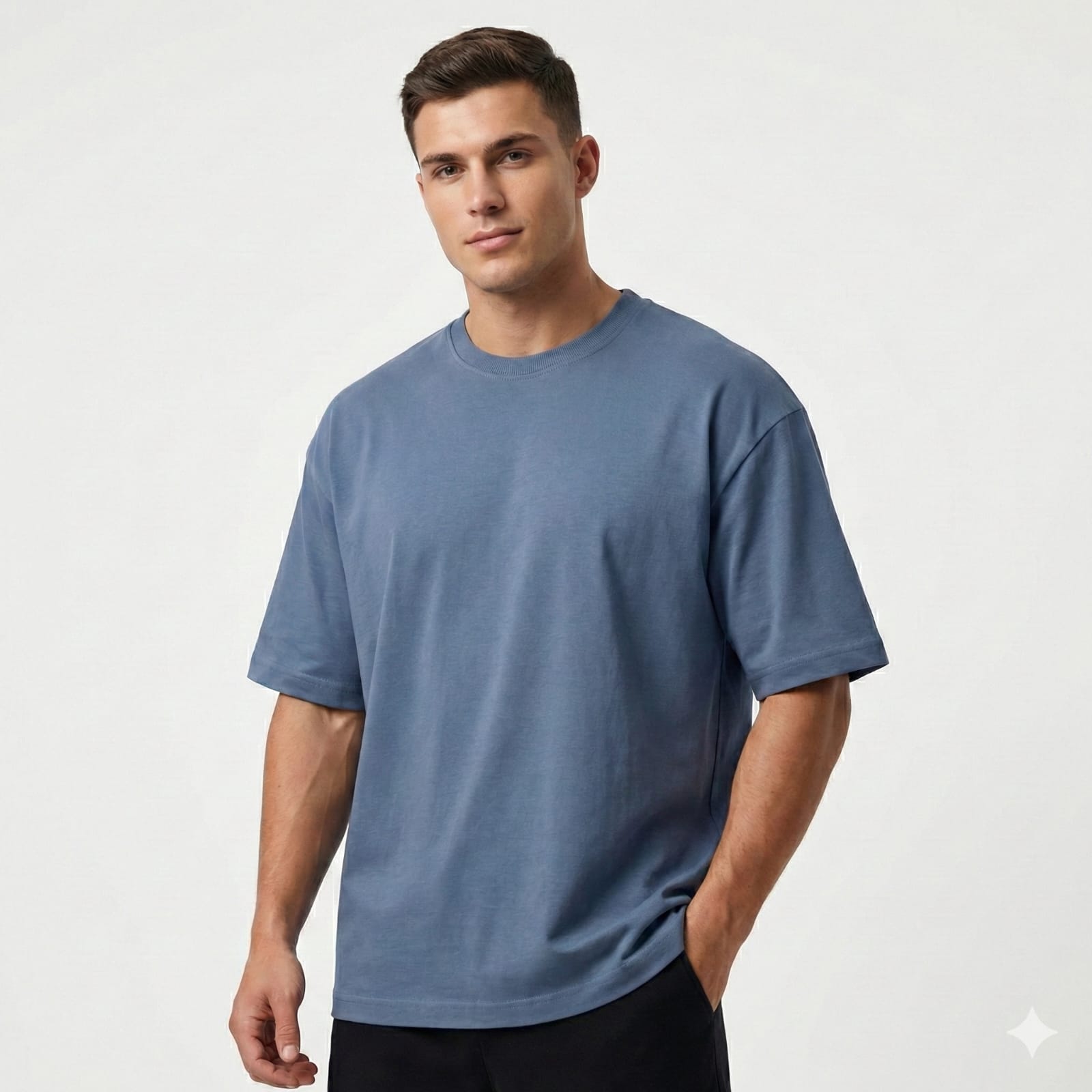 Bulk Baggy Fit Drop shoulder T-Shirts | Navy | Round Neck, Pure Cotton, Bio Wash |